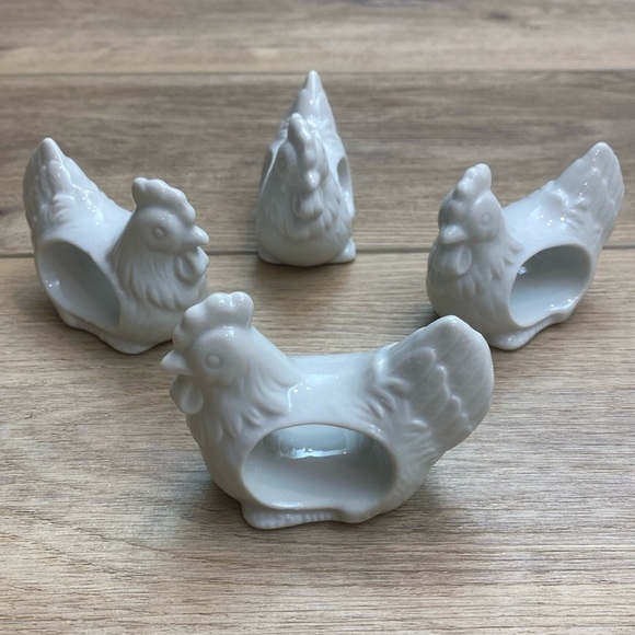 Vintage Porcelain Chicken Napkin Rings‎ - Picture 1 of 8